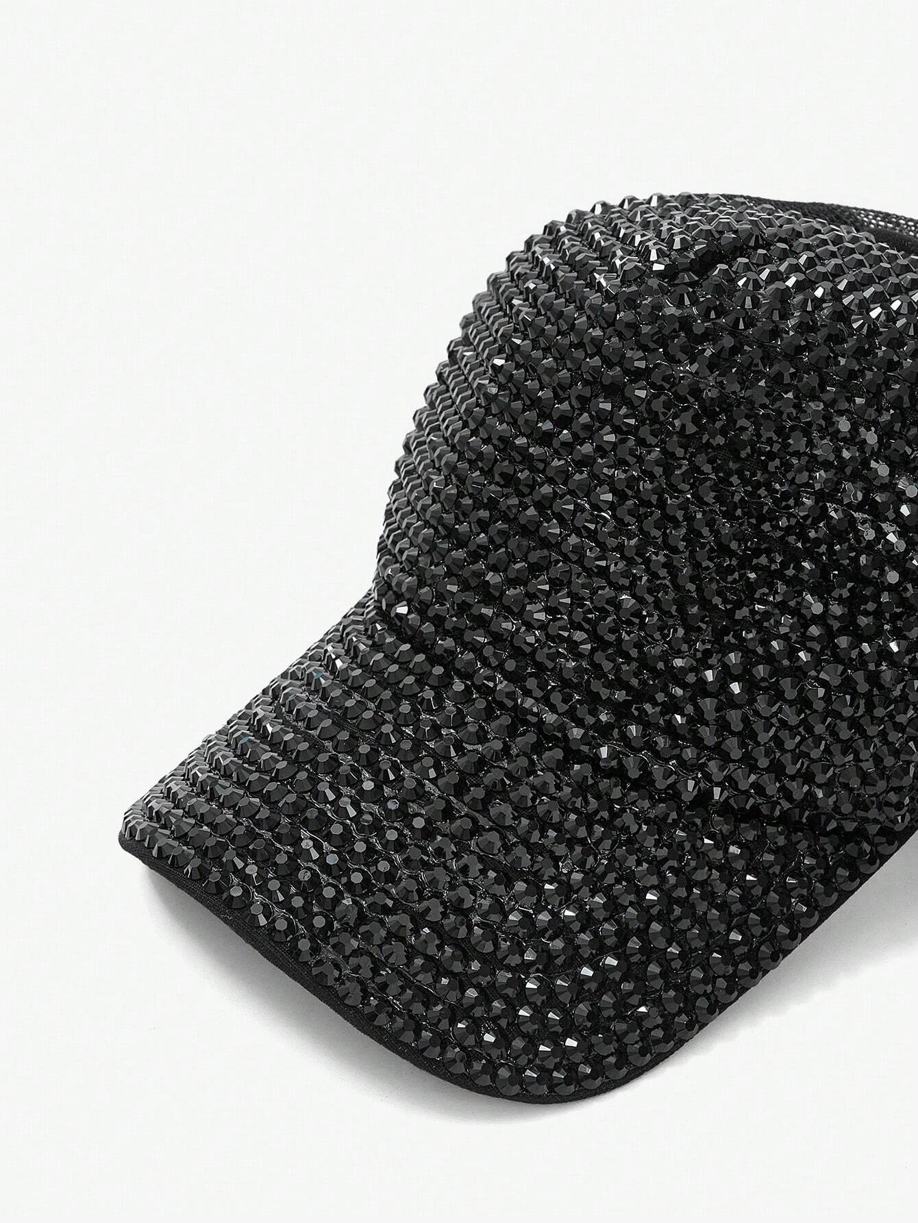 SHEIN SXY Black Breathable Baseball Cap With Diamond Decoration - Image 2