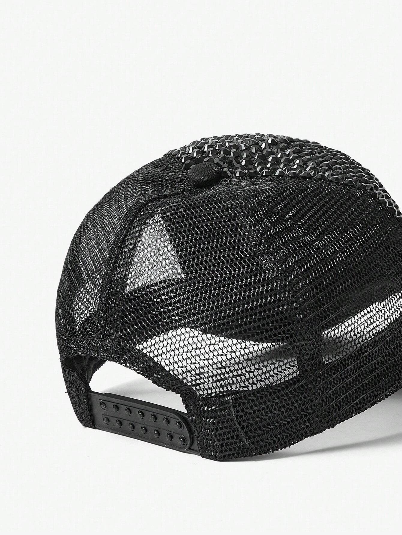 SHEIN SXY Black Breathable Baseball Cap With Diamond Decoration - Image 3