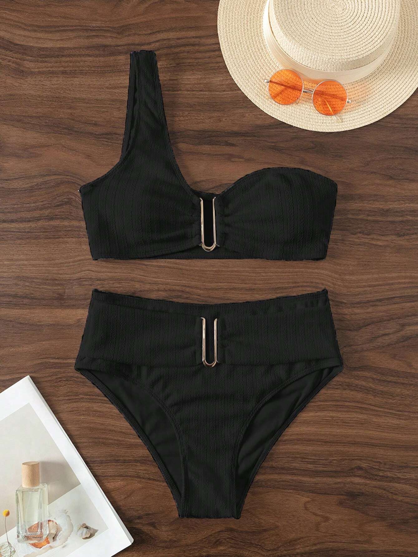 SHEIN One Shoulder High Waisted Bikini Swimsuit - Image 2