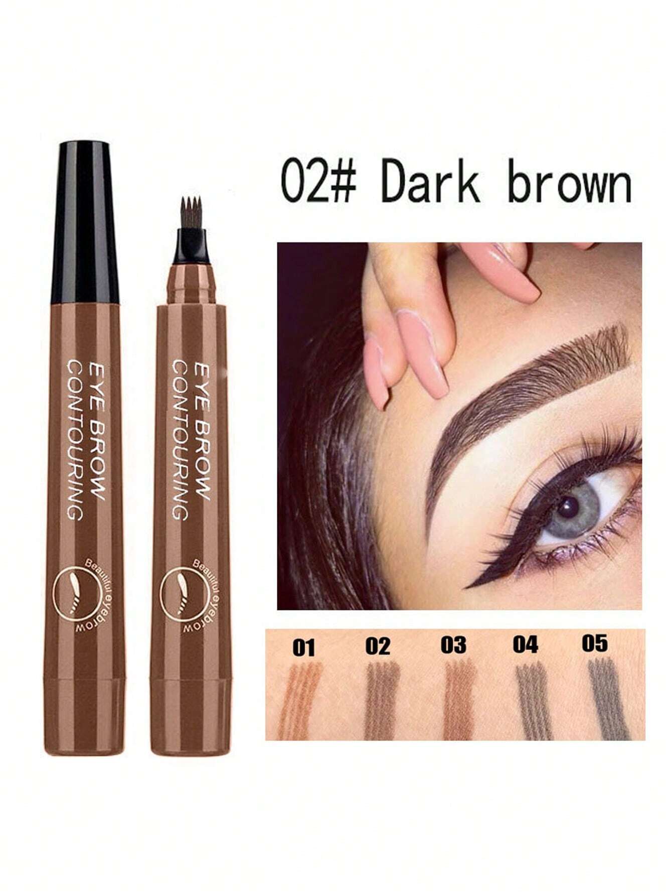 SHEIN Waterproof Liquid Eyebrow Pen, Long-lasting Smudge Proof Eye Brow Makeup Product