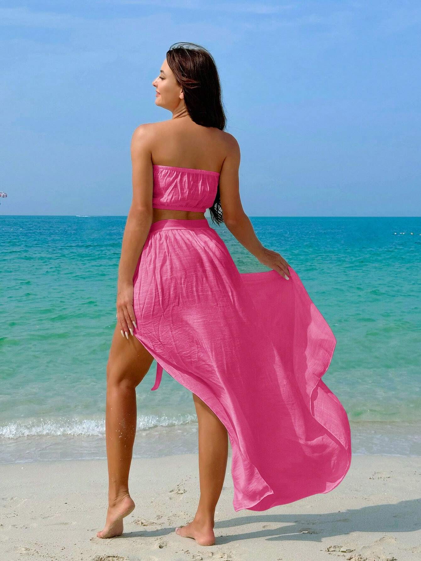 SHEIN Women's Halter Neck Apron, Coat And Skirt Set - Image 2