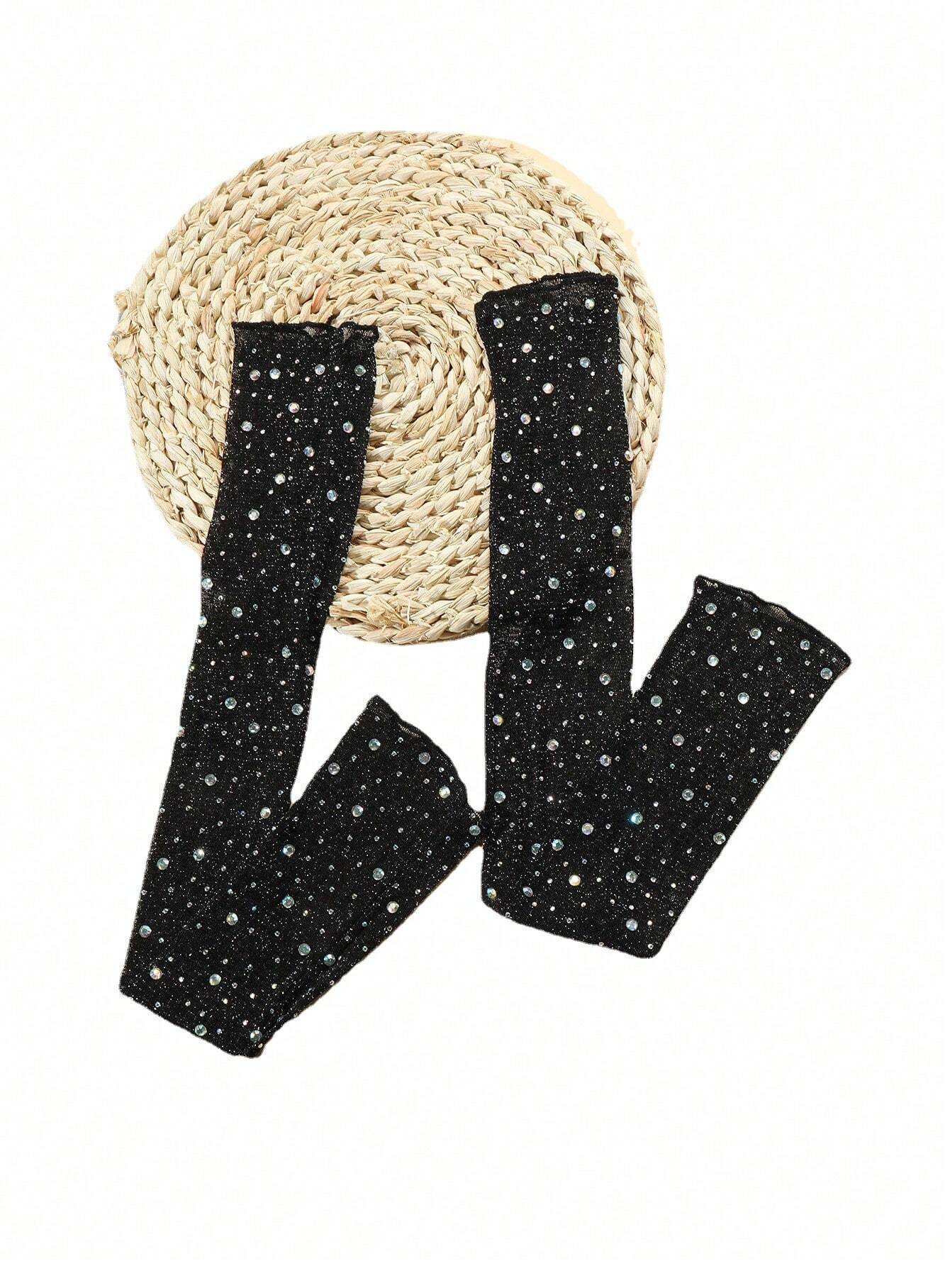 SHEIN 1pair Women Shiny Rhinestone Arm Sleeves, Perfect For Party And Evening Dress Up