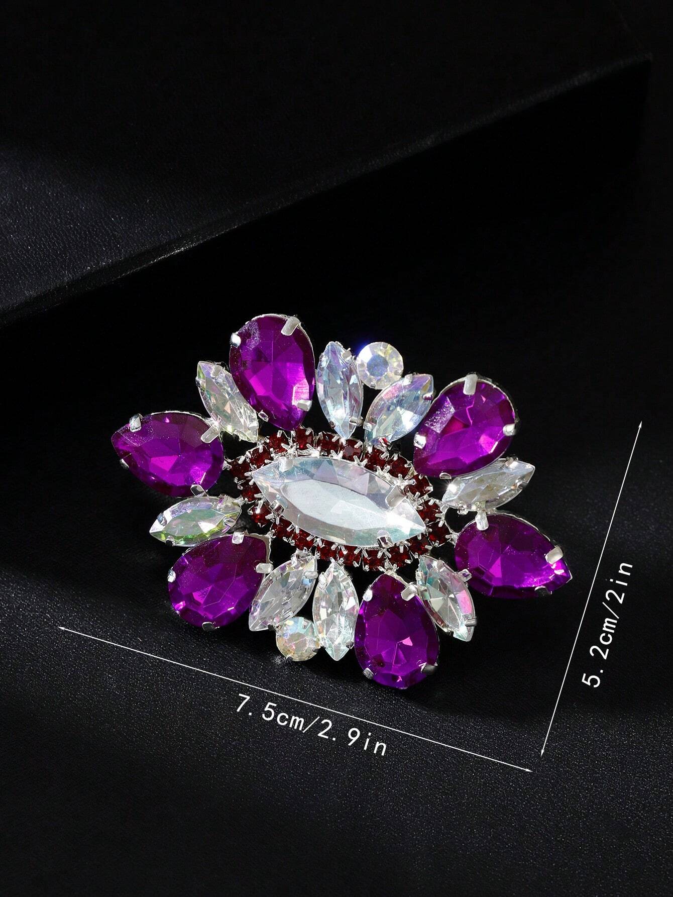 SHEIN 1pc Multicolor Rhinestone Water Drop Shaped Geometric Adjustable Wedding Party Ring - Image 4
