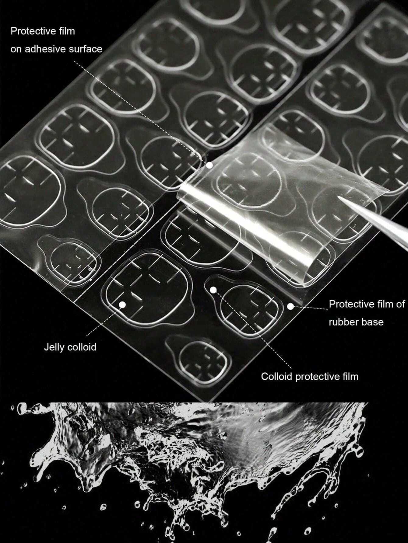 SHEIN 50 Sheets/1200pcs Super Sticky Jelly Glue Nail Stickers, No Trace, Ultra Thin, Waterproof - Image 2