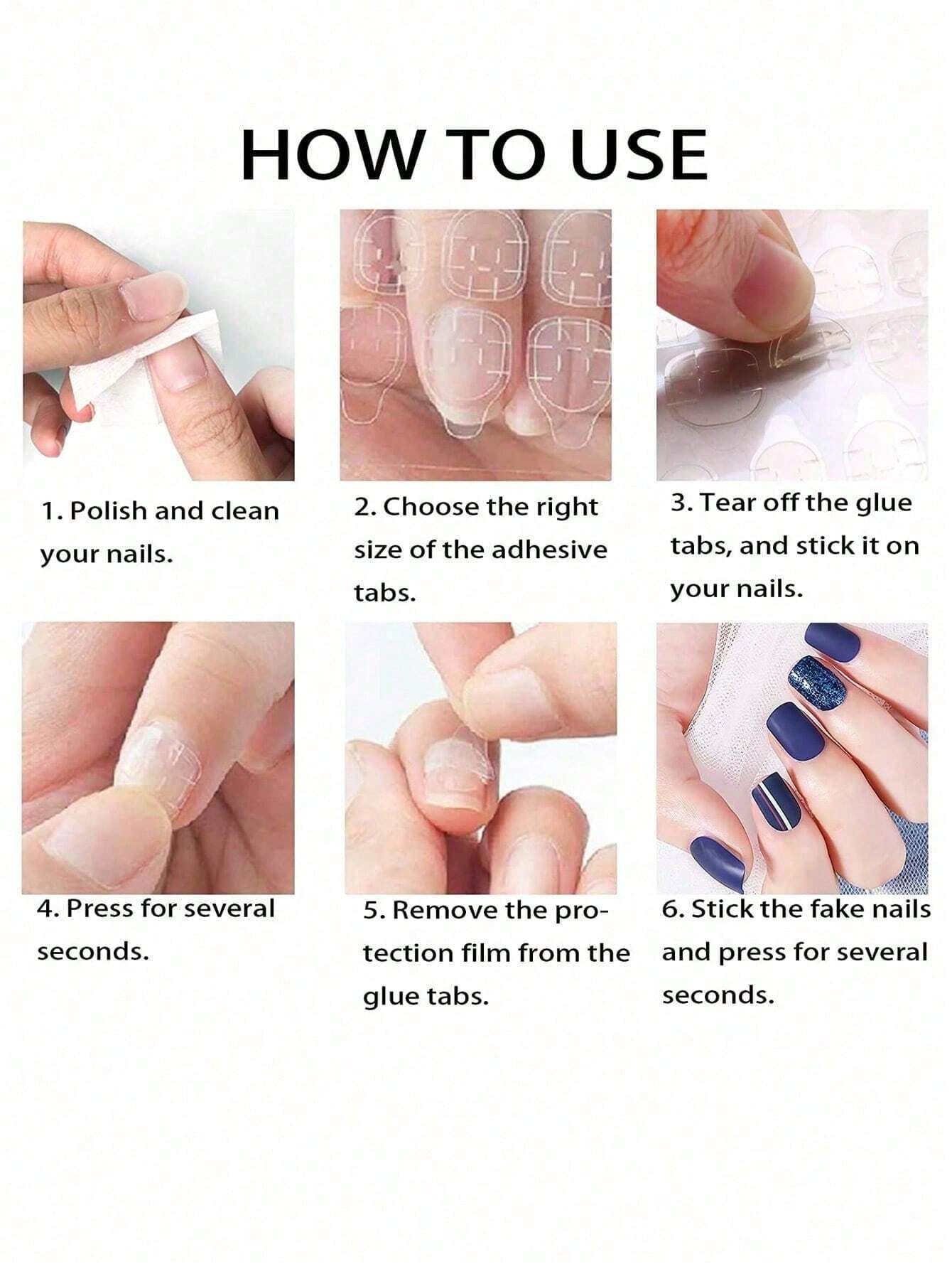 SHEIN 50 Sheets/1200pcs Super Sticky Jelly Glue Nail Stickers, No Trace, Ultra Thin, Waterproof - Image 4