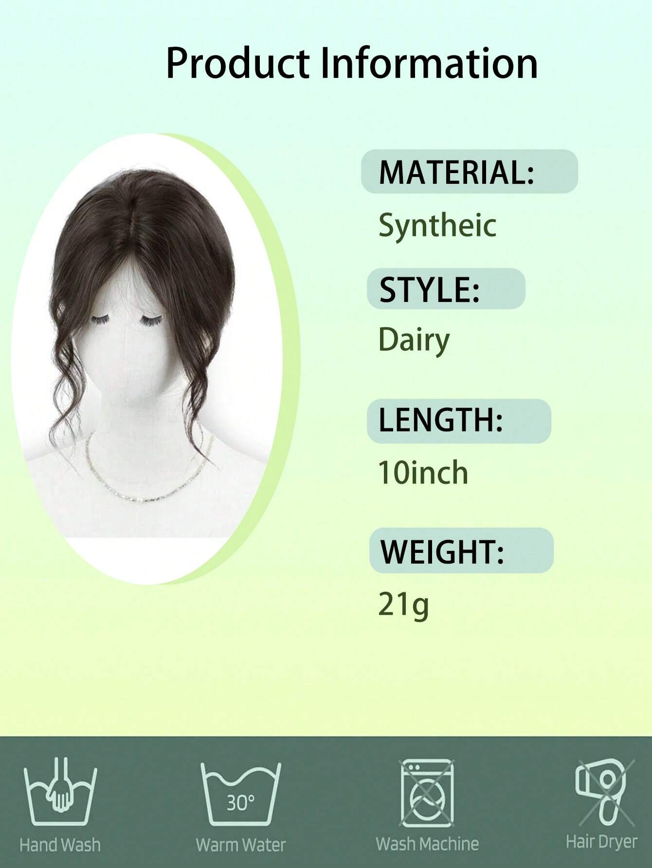 SHEIN Bangs Wig Female Natural Forehead Atmosphere Dragon Beard Bangs Fluffy Wig Piece - Image 2