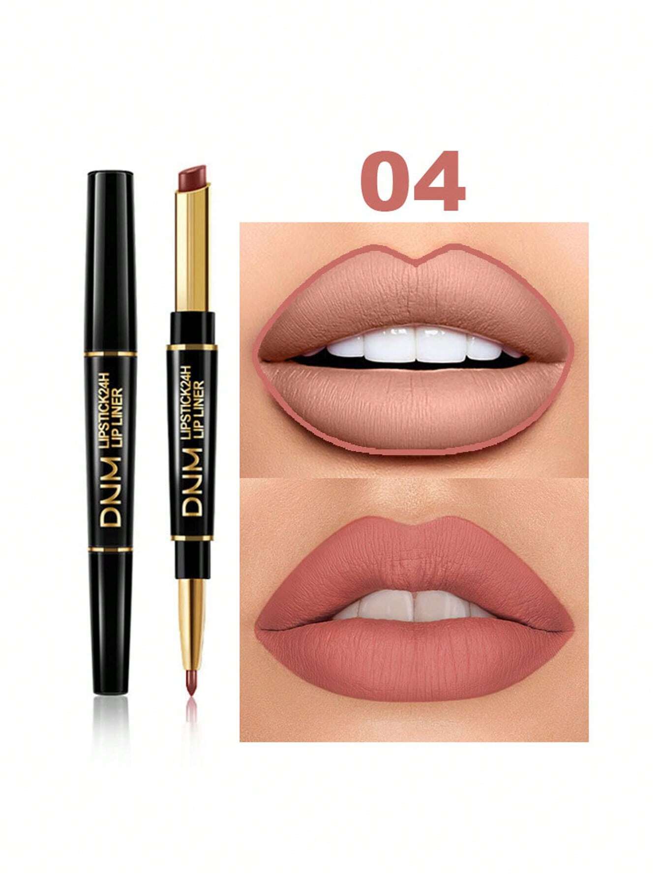 Double-ended Lipstick & Lip Liner, Long-lasting Smudge-proof Non-stick Cup Lip Makeup