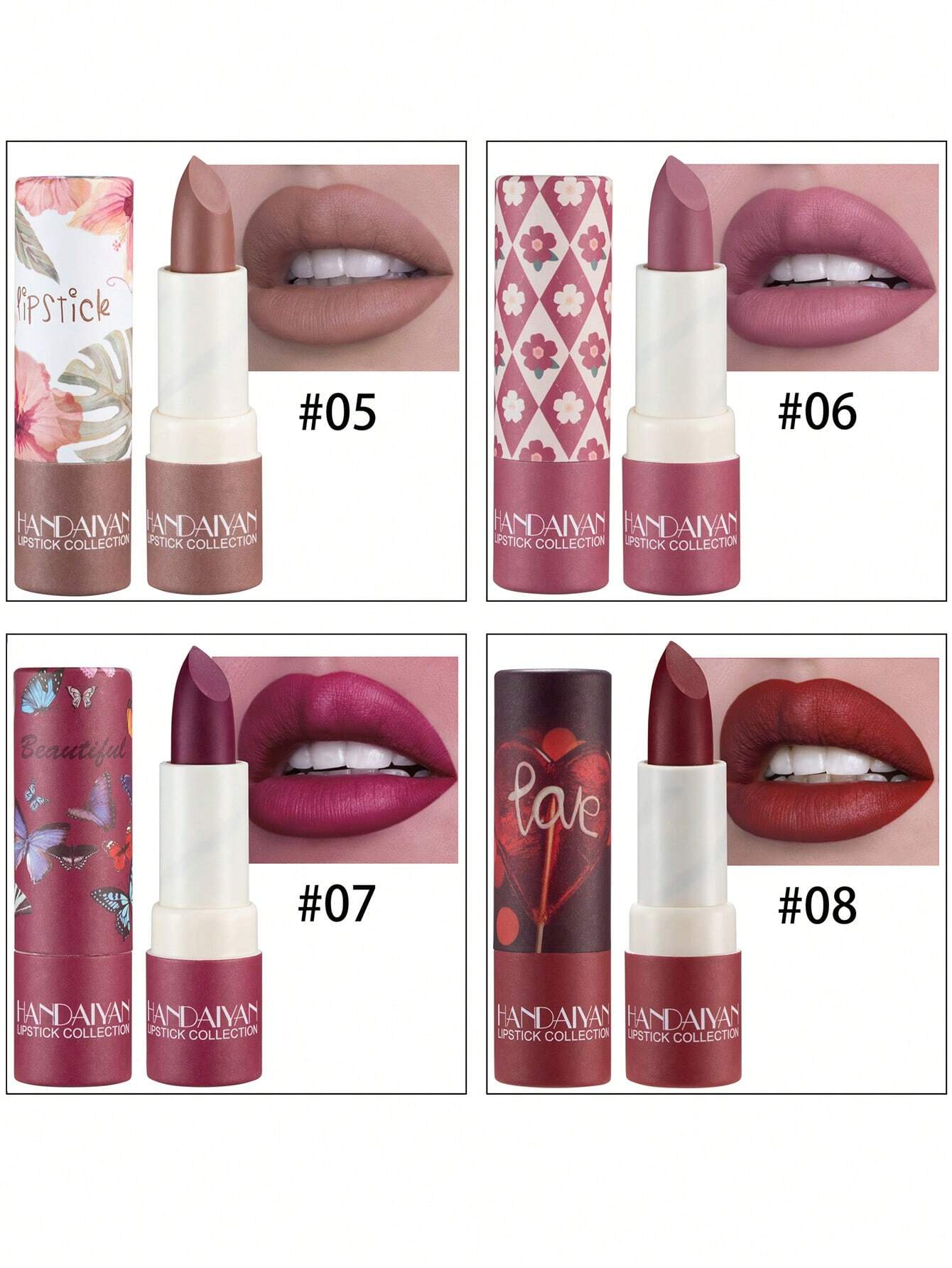 SHEIN Kaleidoscope Paper Tube Lipstick Moisturizing Matte Lipstick Velvet Lip Gloss Easy To Color NET CONTENT:3.8g # 3 - Image 5