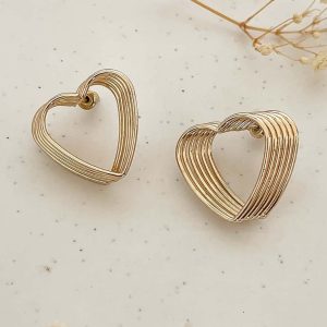 Alternative view of Layered Geometric Heart Stud Earrings