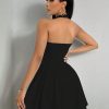 SHEIN SXY Solid Halter Neck Backless A-line Dress