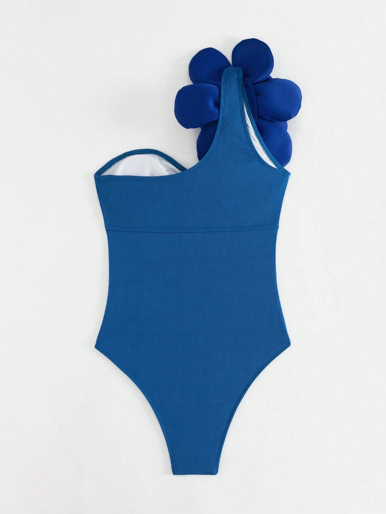 SHEIN Swim Chicsea Ladies' Solid Asymmetrical Neckline Hollow Out One Piece Swimsuit For Summer - Image 2