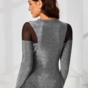 Alternative view of SHEIN Sheer Mesh Insert Glitter Top