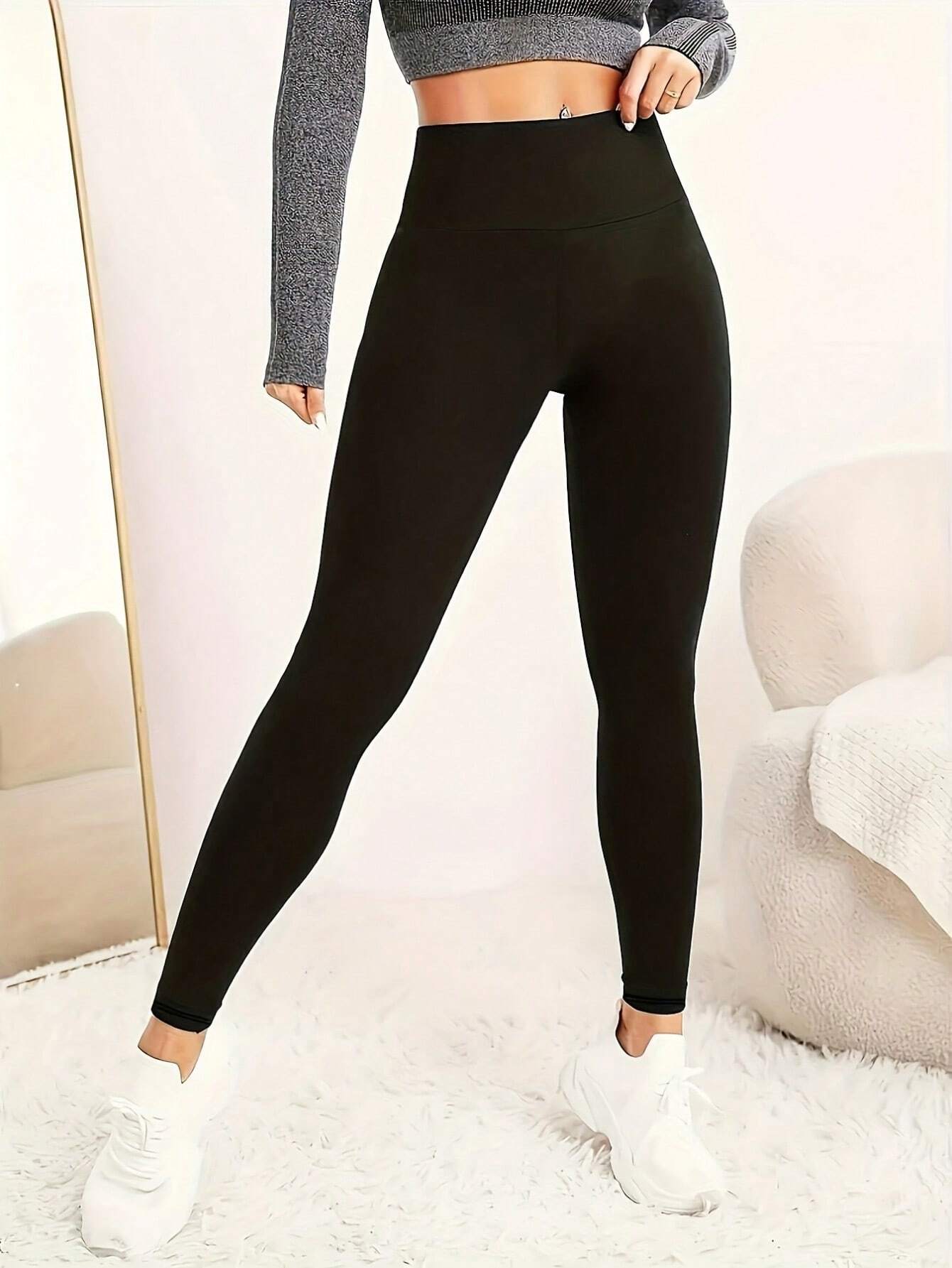 SHEIN Women Will Bring You Solid Color High Waist Tight Sports Yoga Leggings - Image 3