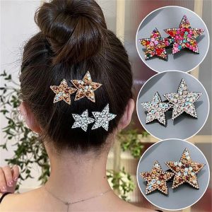 Women's Hair Comb & Clip, Stars & Rhinestones Decorated