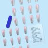 SHEIN 24pcs Coffin Shaped Long False Nails With Glitter Sequin, Full Cover, Pink, Great For Parties, Dancing, Daily Wear Press On Nails Nail Supplies