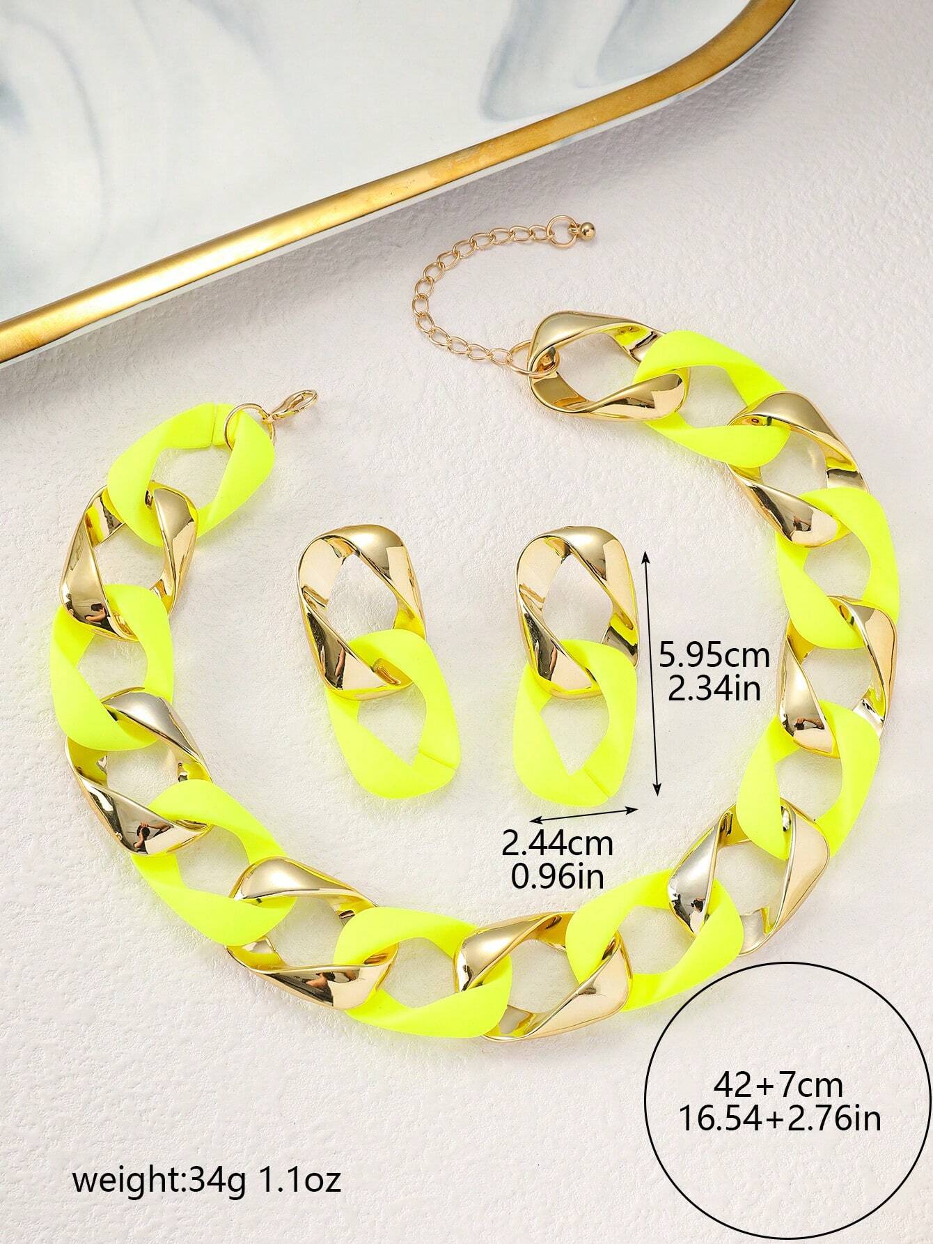 SHEIN 3pcs/Set Personality Eight-Character Twist Resin Chain Fashionable & Elegant Jewelry Set For Women - Image 3