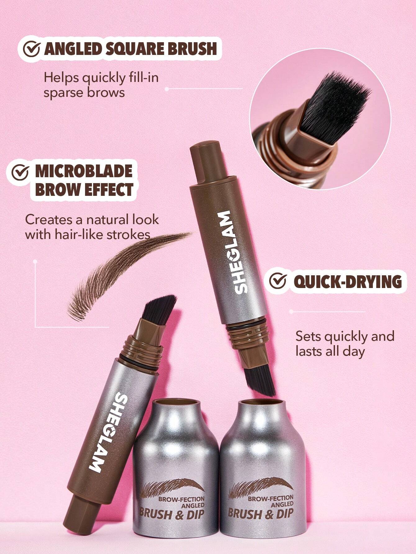 SHEGLAM Brow-Fection Angled Brush & Dip-Espresso Hair-Like Strokes Liquid Eyebrow Gel Pen Easy To Color Long Lasting Quick Drying Natural Shaping Outlining Filling Eyebrow Makeup - Image 2