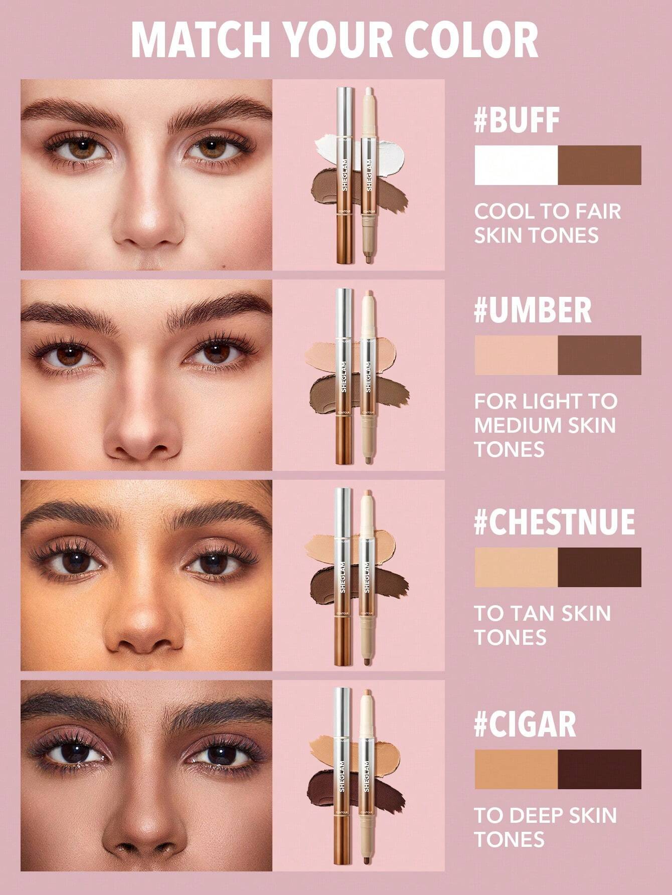 SHEGLAM Fine Line 2-In-1 Nose Contour & Highlight Pen-Umber Bronzer Stick Dual-Use Multi-Use Non-Greasy Contour Contouring Smooths Fine Lines Contour - Image 3