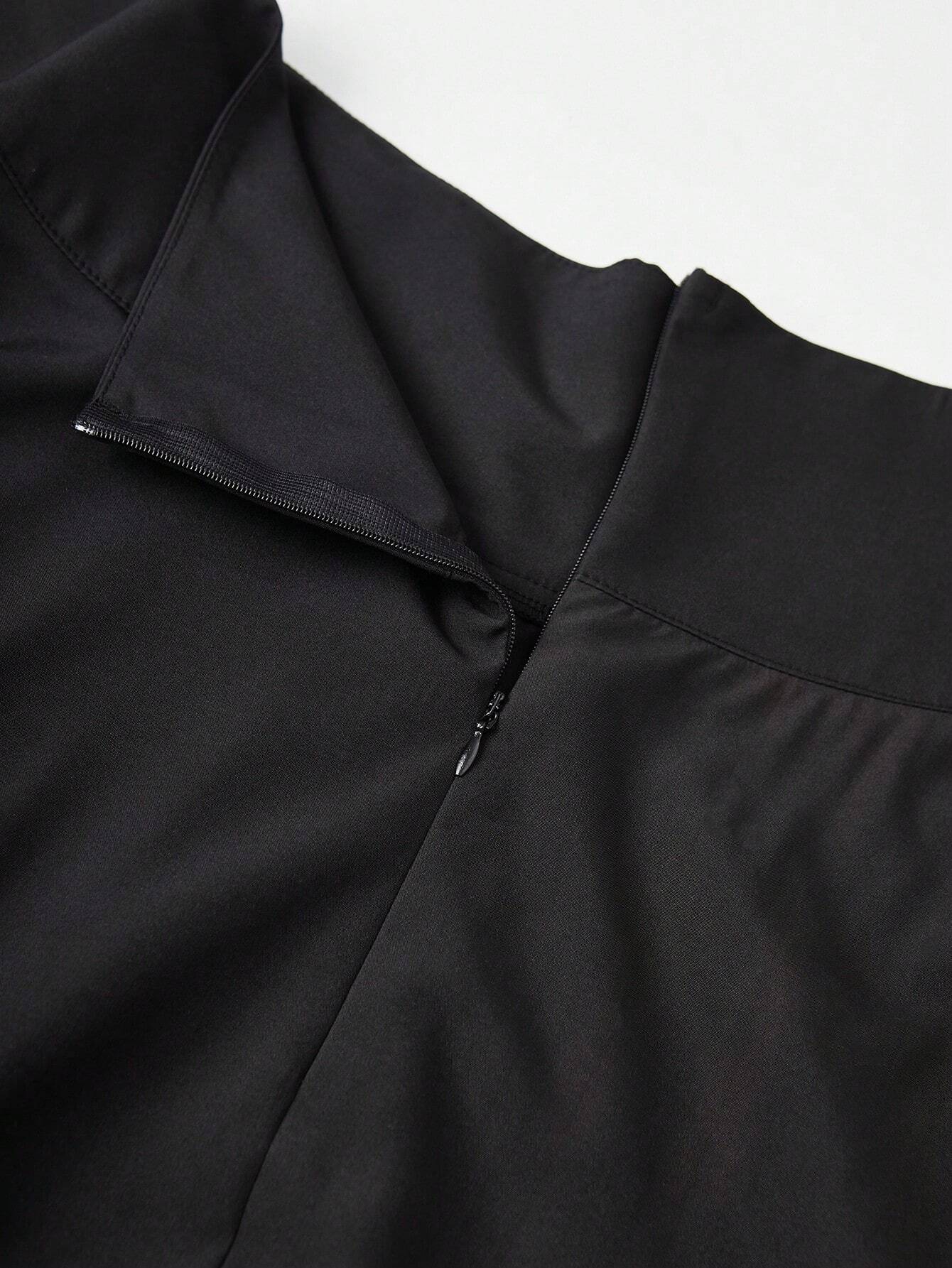 SHEIN Essnce Ladies' Solid Color Side Tie Half-Length Skirt, Suitable For Spring And Summer - Image 4