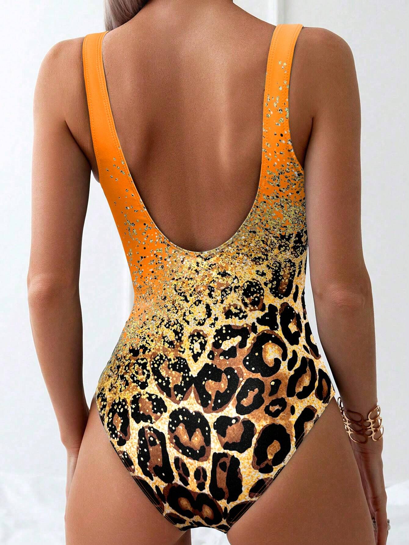 SHEIN Swim Fashionable Women Summer Beach One-Piece Swimsuit With Sexy Leopard Print - Image 2