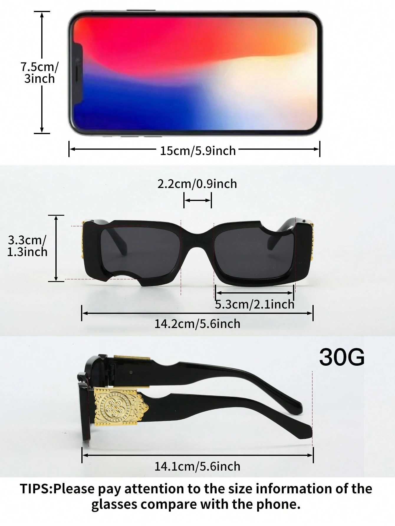 SHEIN 1 Pair Of Unisex Square Sunglasses, Street Style, Beach Sun Protection - Image 2