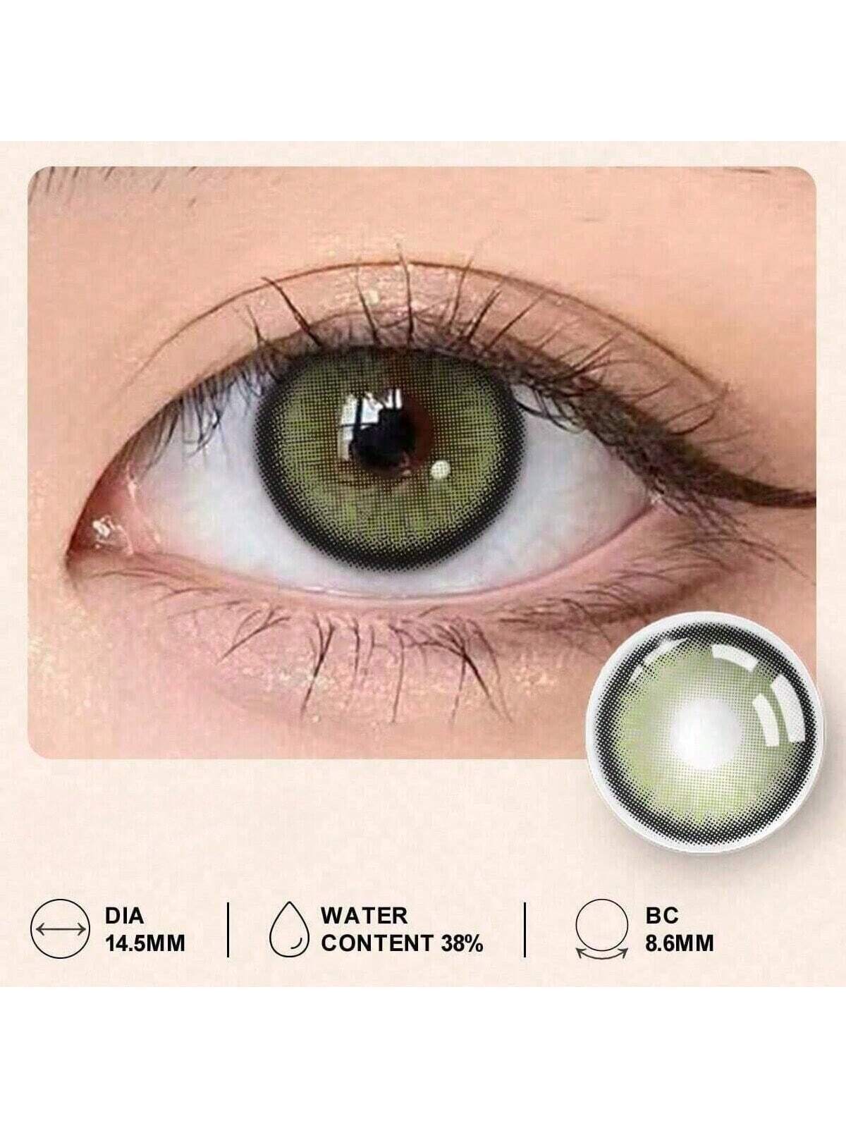 SHEIN 1 Pair Color Contact Lenses, Green, 14.5mm Decorative Disposable Contact Lenses