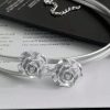 1pc Double-Layered Silver Rose Necklace Choker With No-Fading Titanium Steel