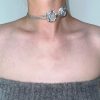 1pc Double-Layered Silver Rose Necklace Choker With No-Fading Titanium Steel
