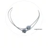 1pc Double-Layered Silver Rose Necklace Choker With No-Fading Titanium Steel