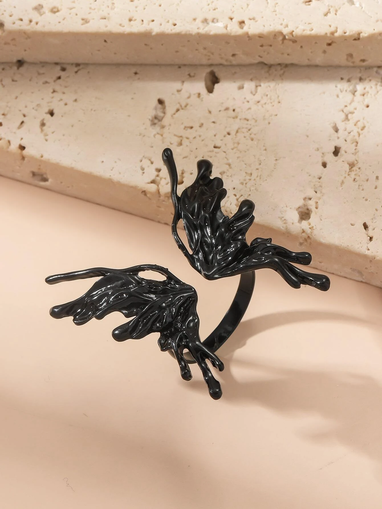 SHEIN 1pc Unique Marble-look Butterfly Open Ring Suitable For Women's Daily Wear