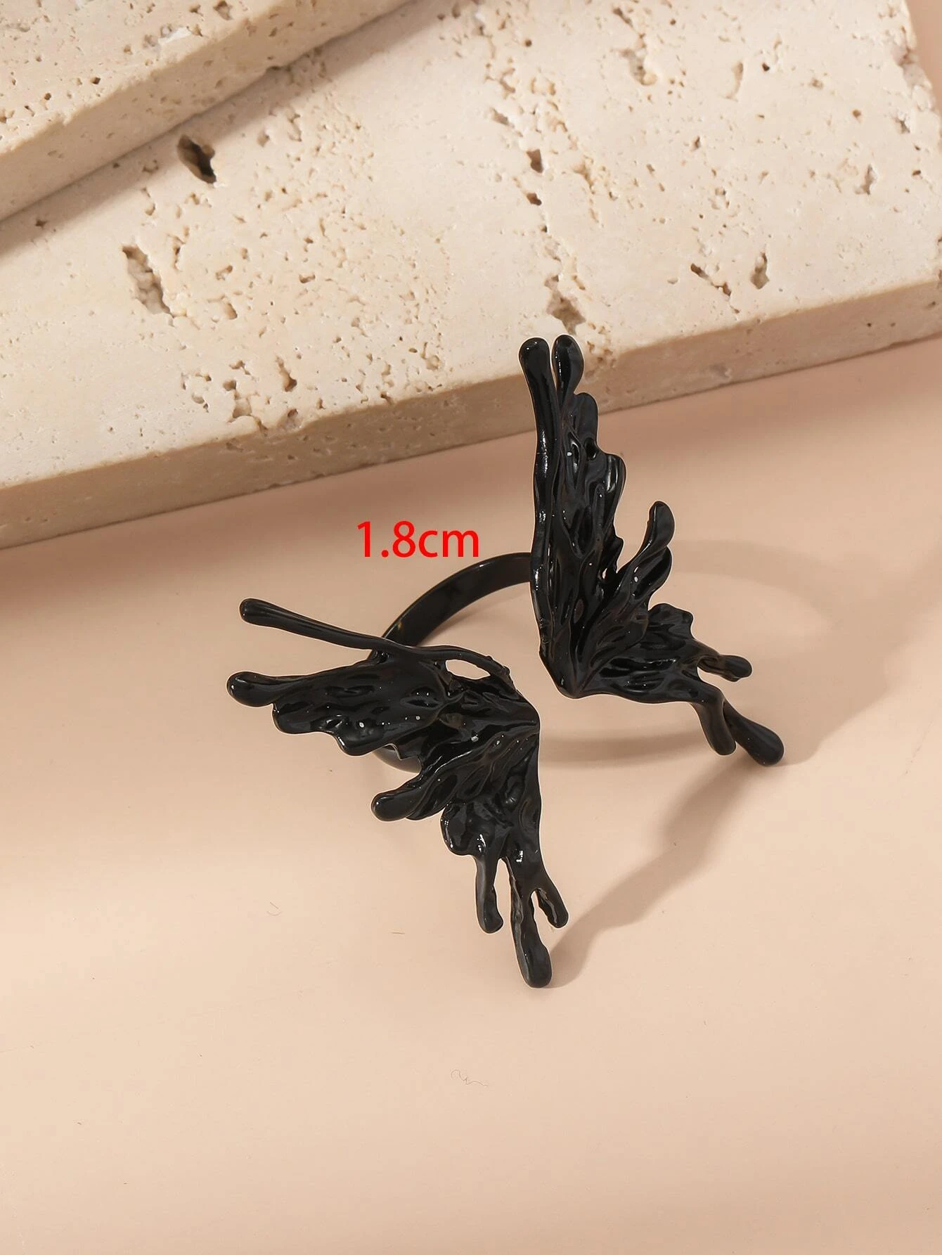 SHEIN 1pc Unique Marble-look Butterfly Open Ring Suitable For Women's Daily Wear