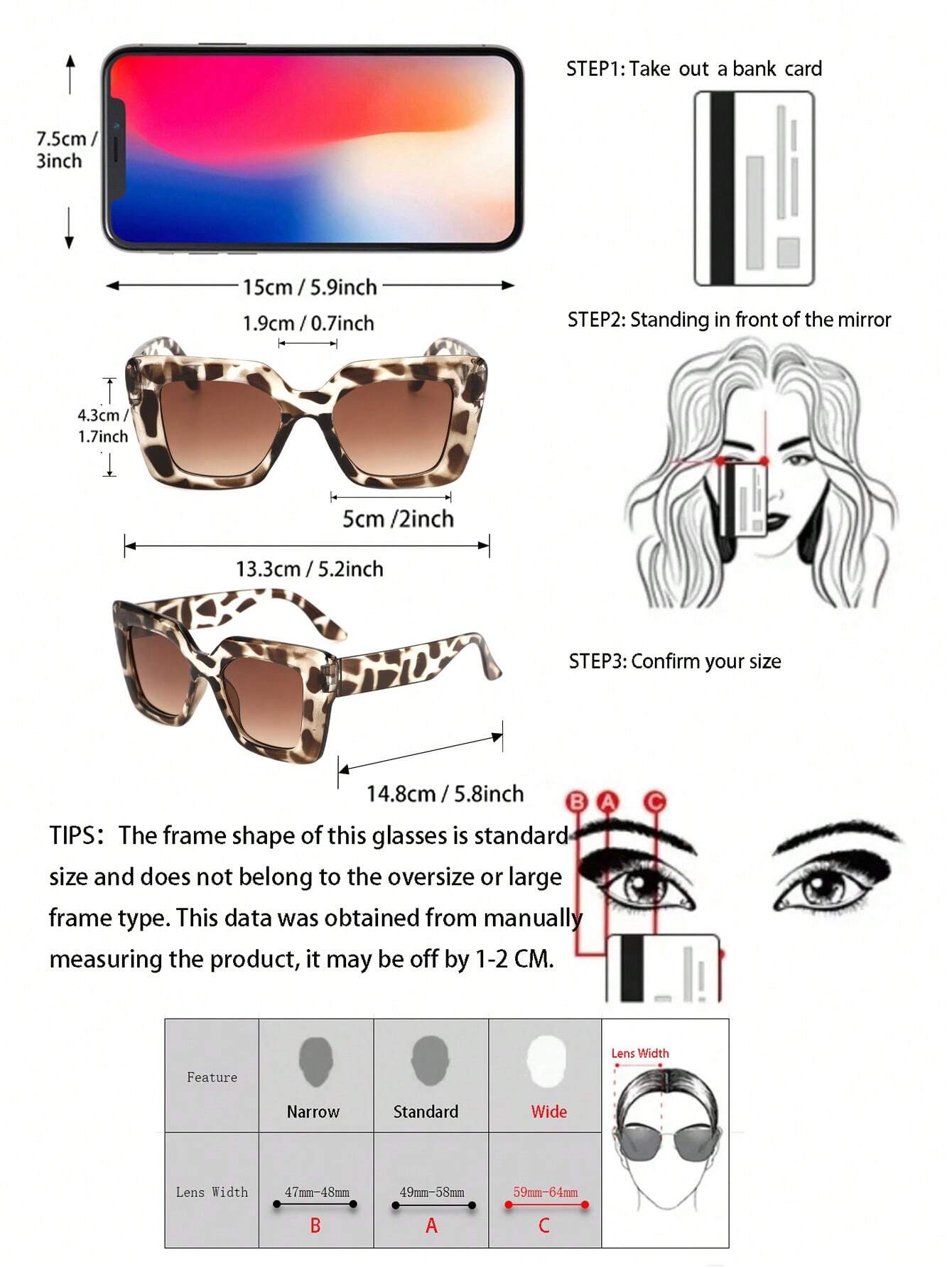 SHEIN 1pc Women Plastic Geometric Leopard Print Frame Personality Fashion Glasses - Image 4