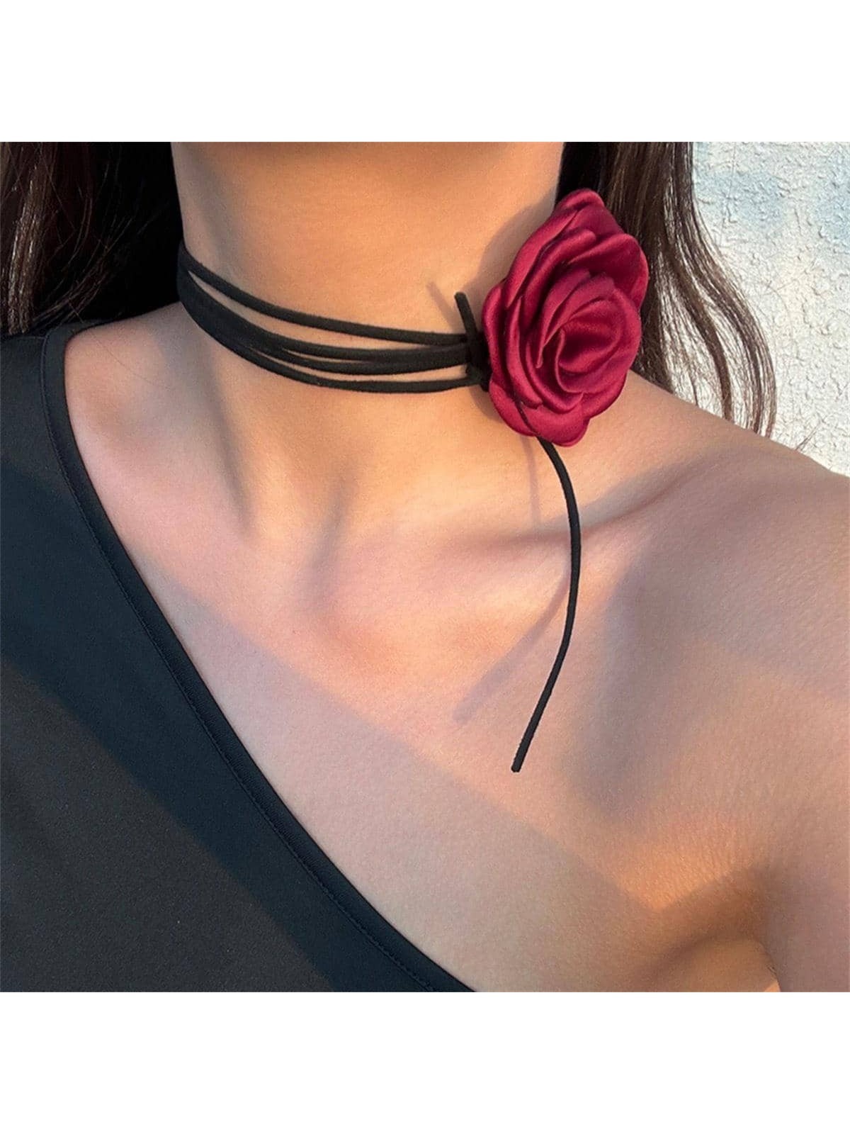 Elegant Big Rose Flower Choker Necklace For Women