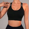 Letter Tape Panel Crisscross Back Sports Bra