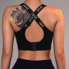 Letter Tape Panel Crisscross Back Sports Bra