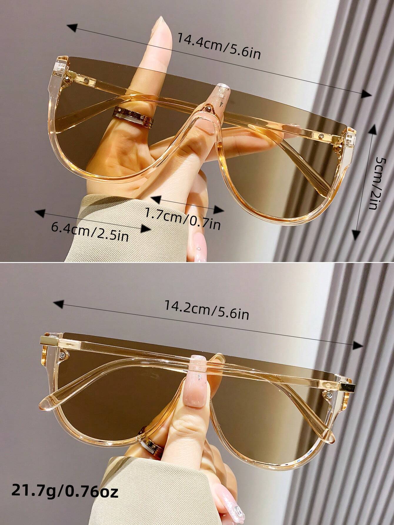 SHEIN One-Piece Big Lens Frame Y2K Sunglasses, Unisex Plastic Fashion Classic - Image 3