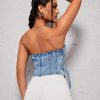 SHEIN ICON Japanese Style Buckle Washed Denim Tube Top