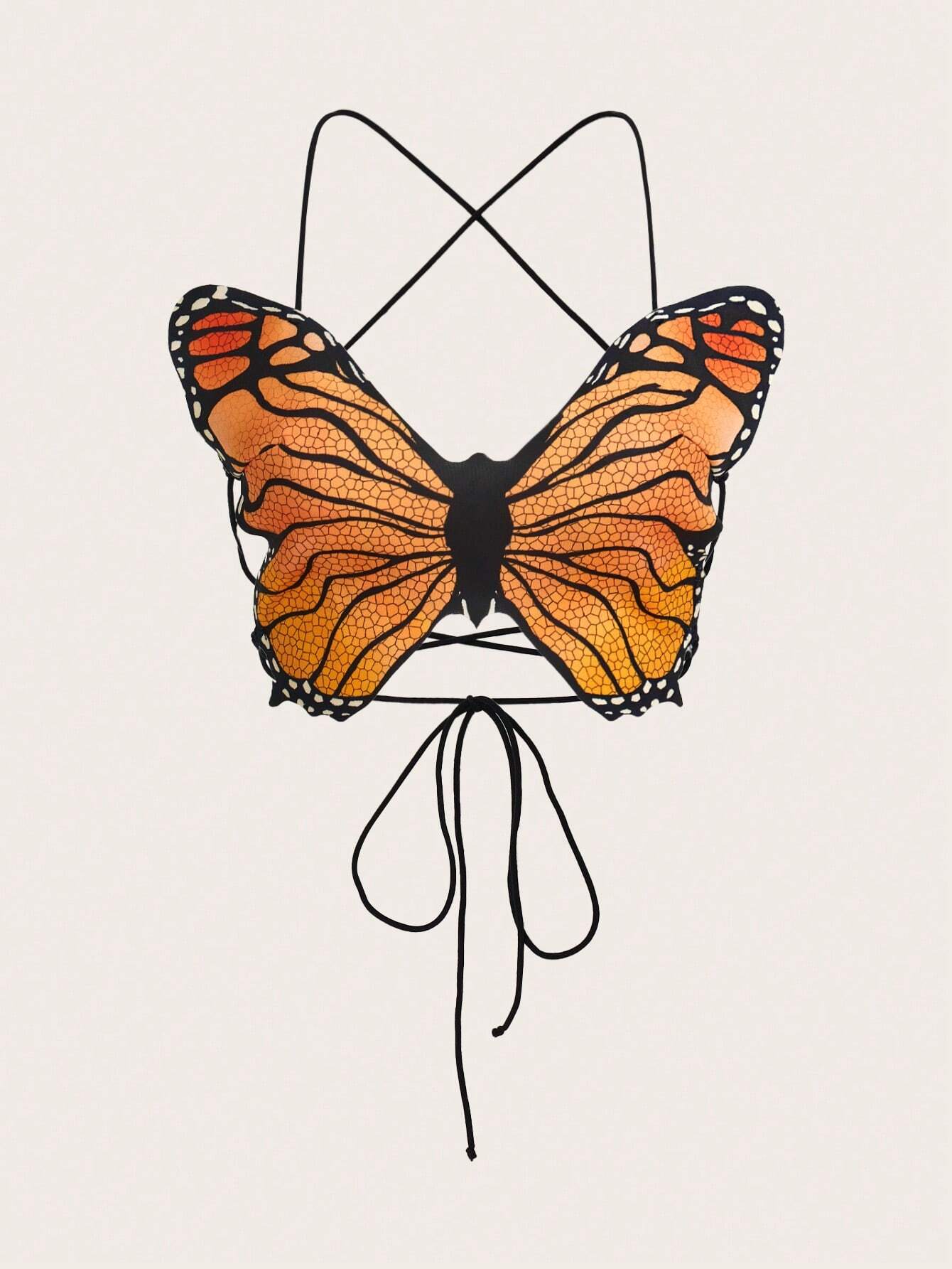 SHEIN ICON Women Sexy Floral Printed Batwing Sleeve Criss-Cross Tie Waist Camisole Top For Summer.