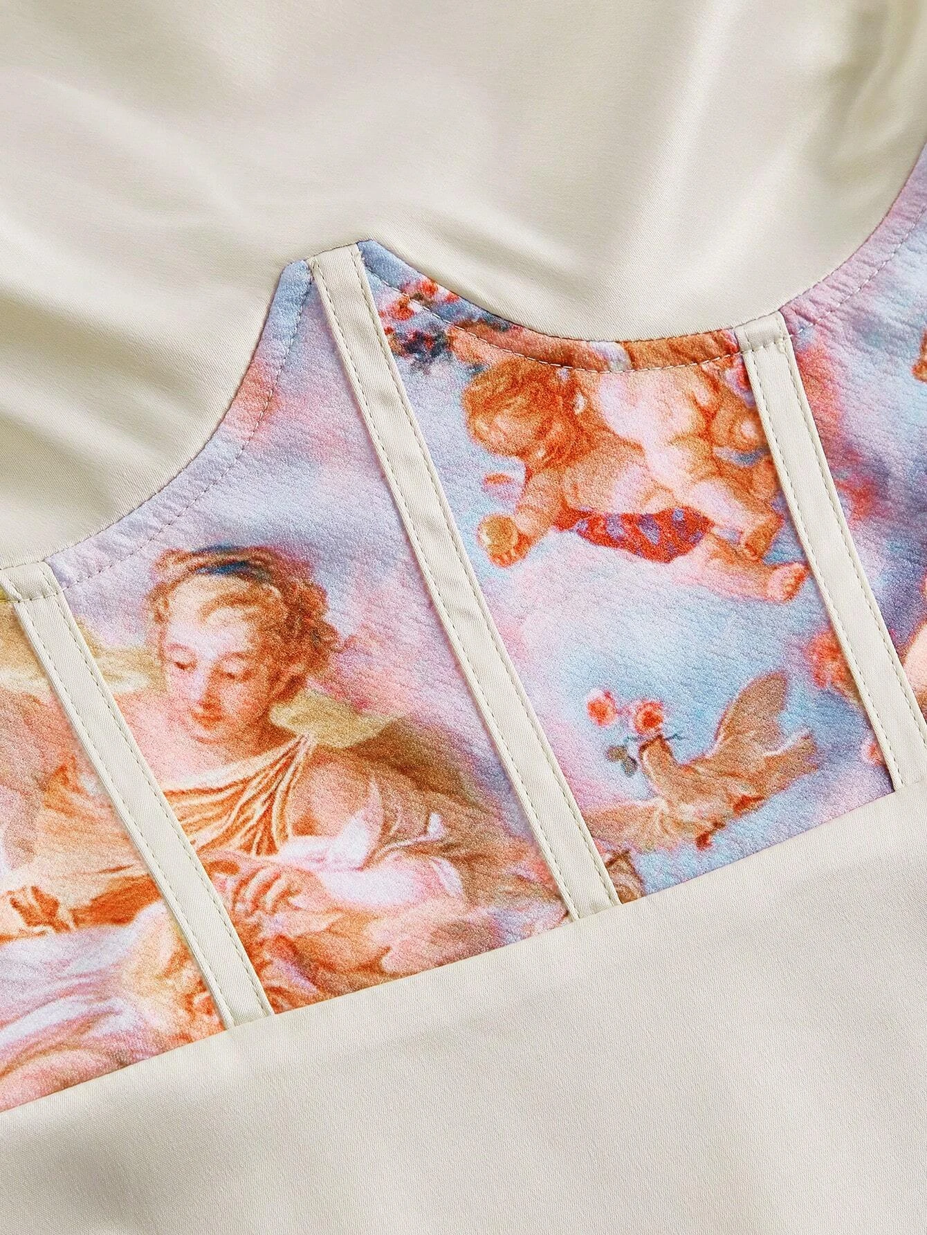 SHEIN MOD Figure Graphic Draped Collar Cami Dress