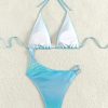 Solid Color Simple Daily Wear One-Piece Neck Drape Swimsuit