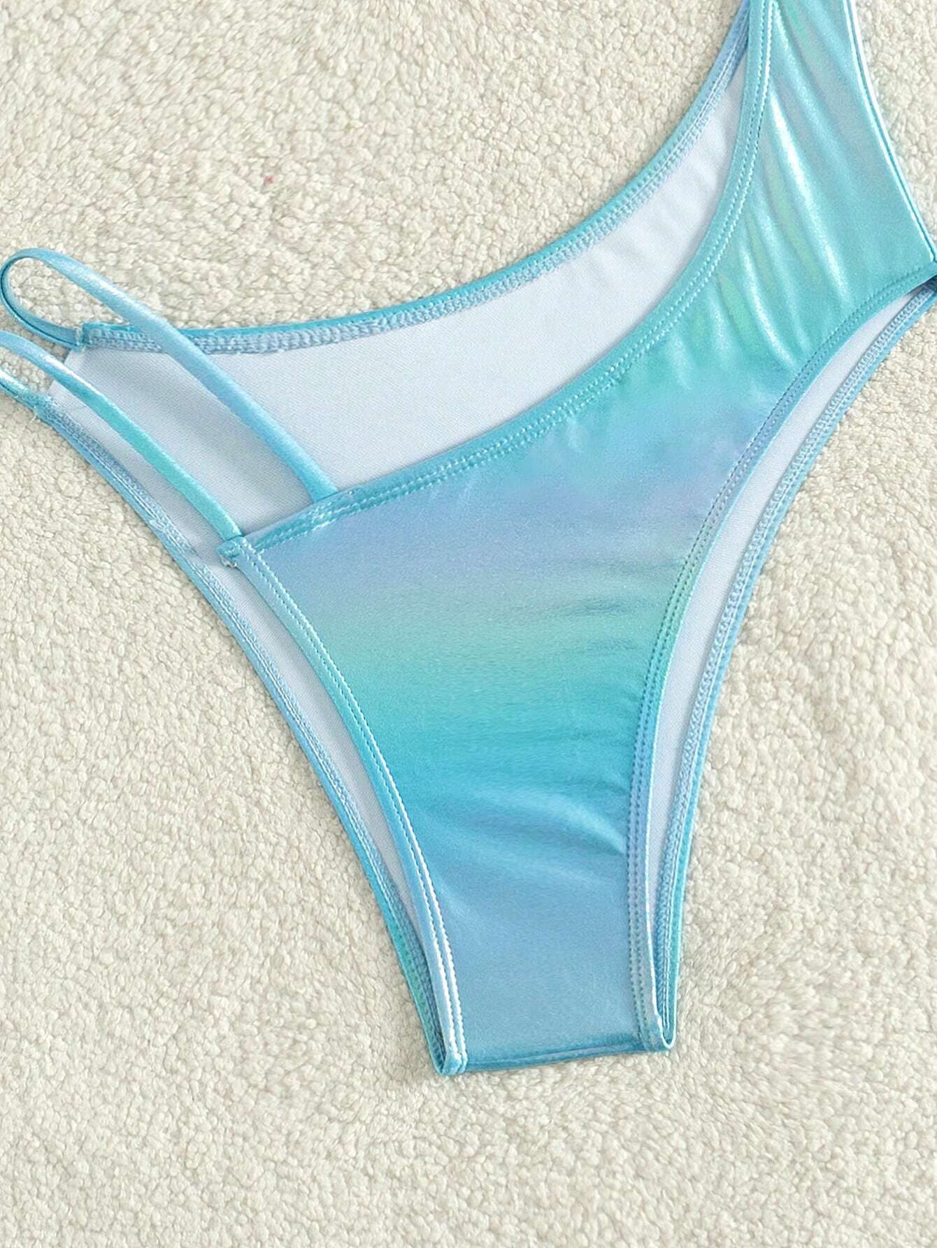 Solid Color Simple Daily Wear One-Piece Neck Drape Swimsuit