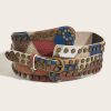 SHEIN Street Geometric Pattern Studded Decor Belt Western Cowgirl
