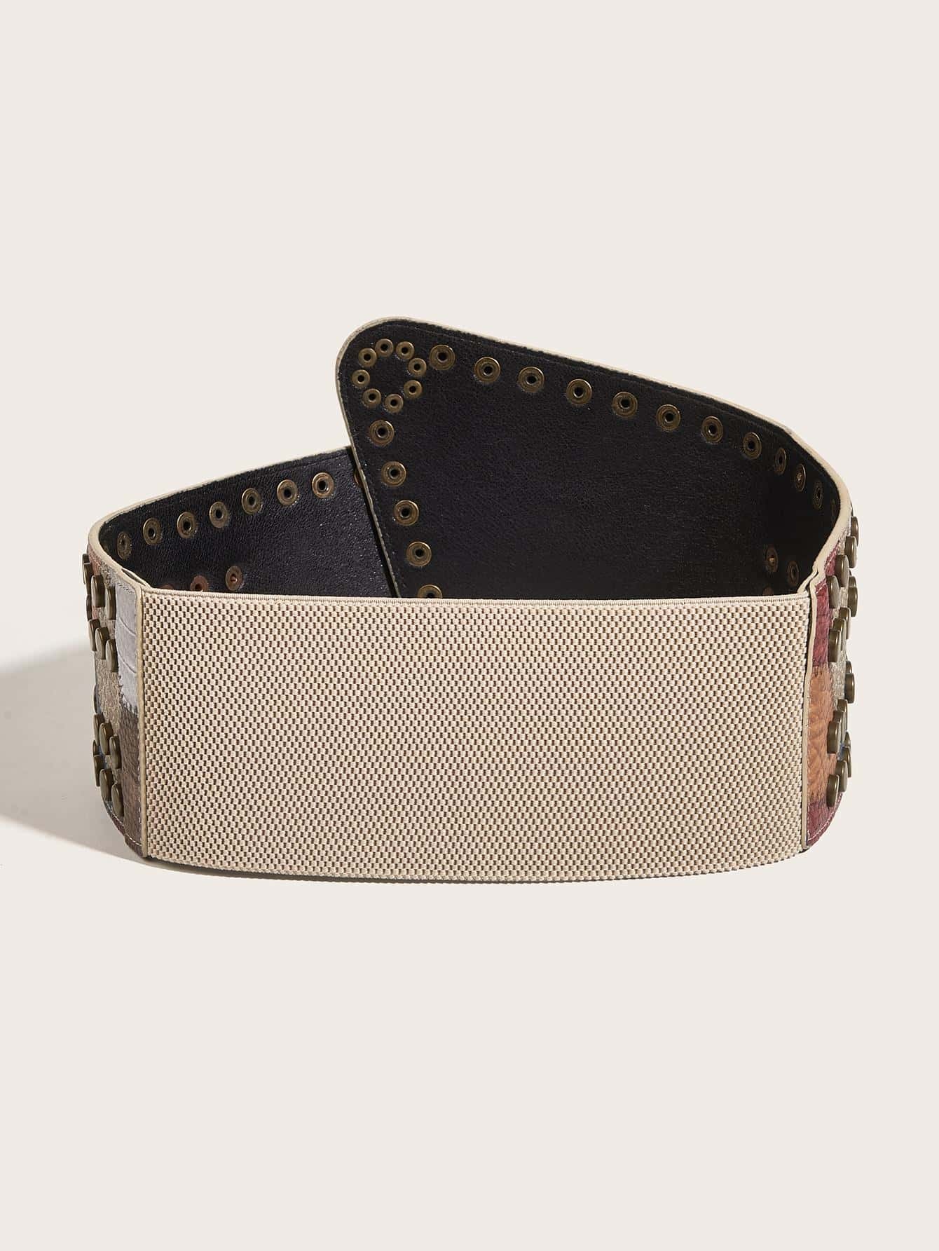 SHEIN Street Geometric Pattern Studded Decor Belt Western Cowgirl