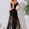 SHEIN Women's Sexy Retro Fringe Dark Gothic Patchwork Irregular Festival Dress