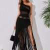 SHEIN Women's Sexy Retro Fringe Dark Gothic Patchwork Irregular Festival Dress