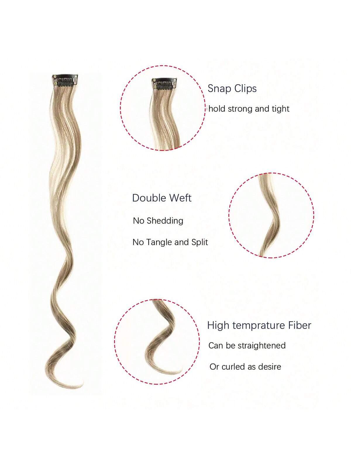 SHEIN 5 Pcs Colored Hair Extensions Party Highlights, Curly Wavy - Image 2