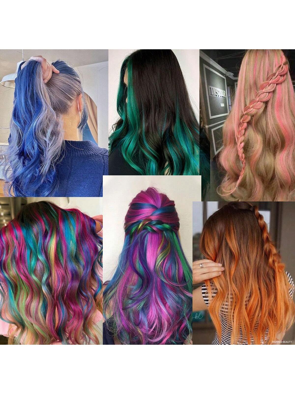 SHEIN 5 Pcs Colored Hair Extensions Party Highlights, Curly Wavy - Image 5