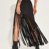 SHEIN Chain Detail Fringe Hem Skirt