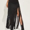 SHEIN Chain Detail Fringe Hem Skirt