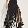 SHEIN Chain Detail Fringe Hem Skirt